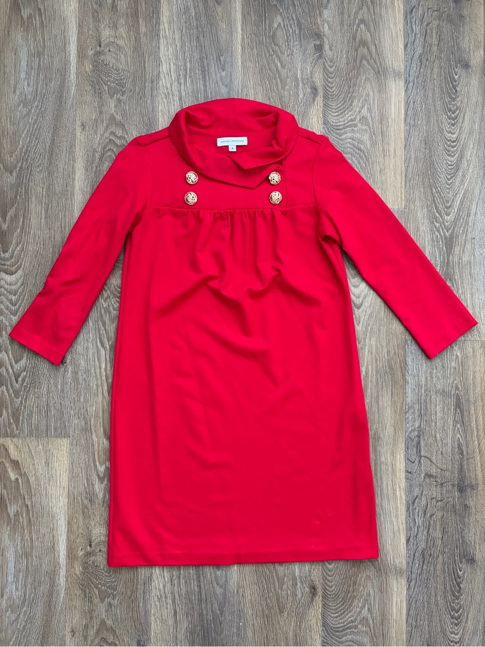 Amanda Uprichard Red Gold Button Mod Shift Dress Small Cocktail Old Money size S